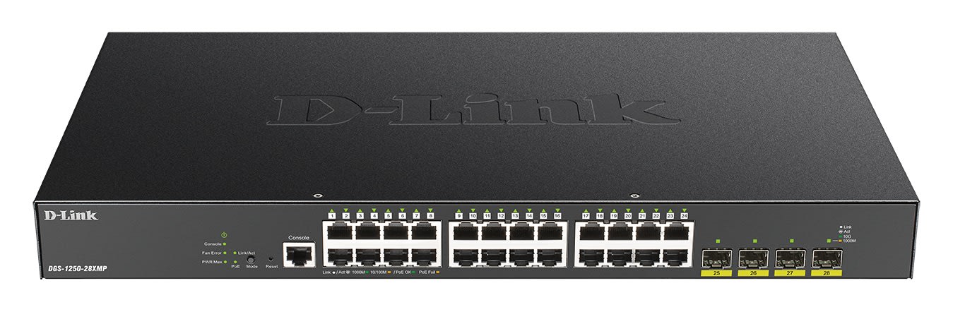 D-LINK MEDITERRANEO - DLKDGS-1250-28XMP SWITCH SMART 24X1GB, POE 370W, 4XSFP+, R
