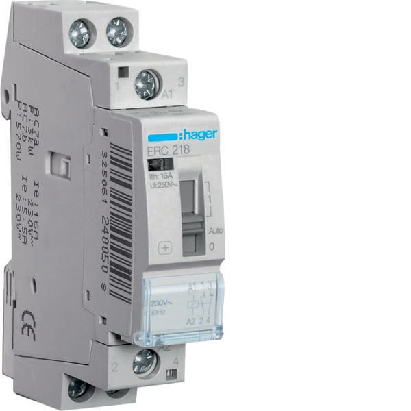 HAGER - HAGERC218 REL COM MAN STD+ 1NA+1NC 230VAC 16A 1M
