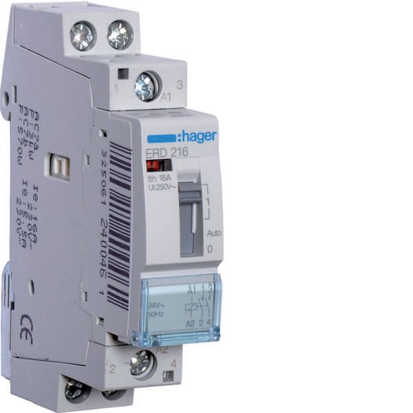 HAGER - HAGERD216 REL COM MAN STD+ 2NA 24VAC 16A 1M