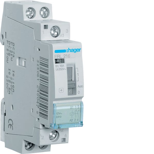 HAGER - HAGERL216 REL COM MAN STD+ 2NA 12VAC 16A 1M