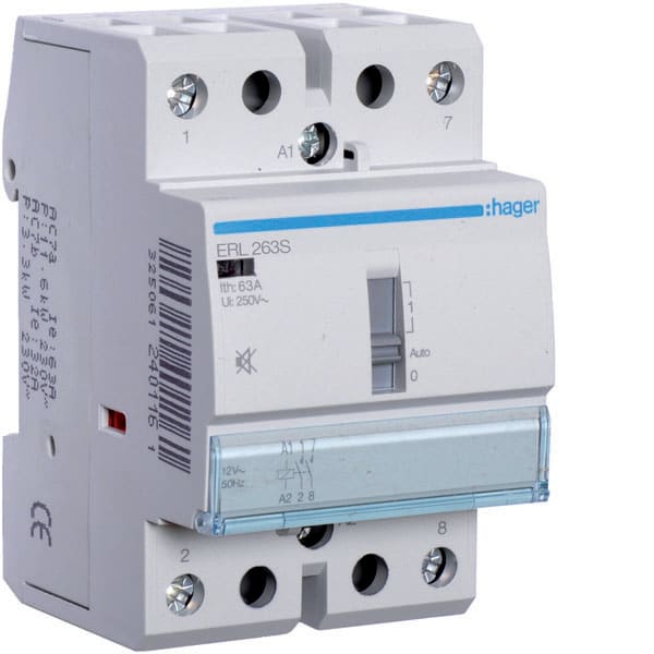 HAGER - HAGERL263S CONTATT COM MAN SIL 2NA 12VAC/12VDC 63A