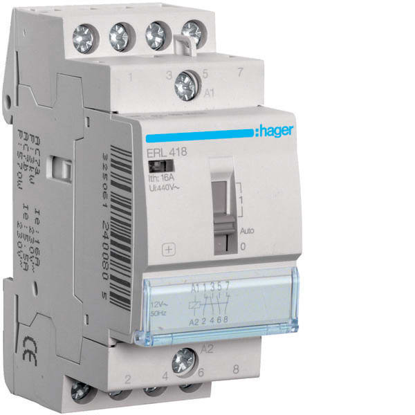 HAGER - HAGERL418 CONTATT COM MAN STD+ 2NA+2NC 12VAC 16A 2