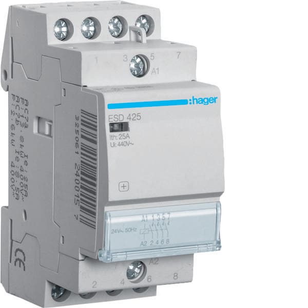 HAGER - HAGESD425 CONTATTORE STD+ 4NA 24VAC 25A 2M