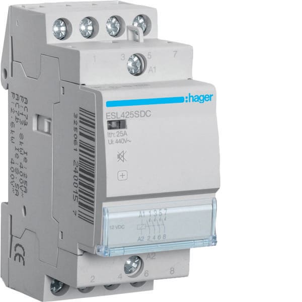 HAGER - HAGESL425SDC CONTATTORE SILENZIOSO 4NA 12VDC 25A 2M