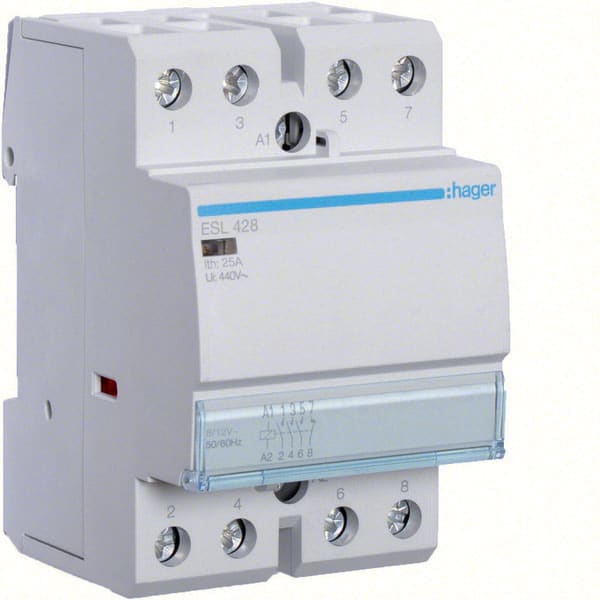 HAGER - HAGESL428 CONTATTORE STD+ 3NA+1NC 12VAC 25A 2M