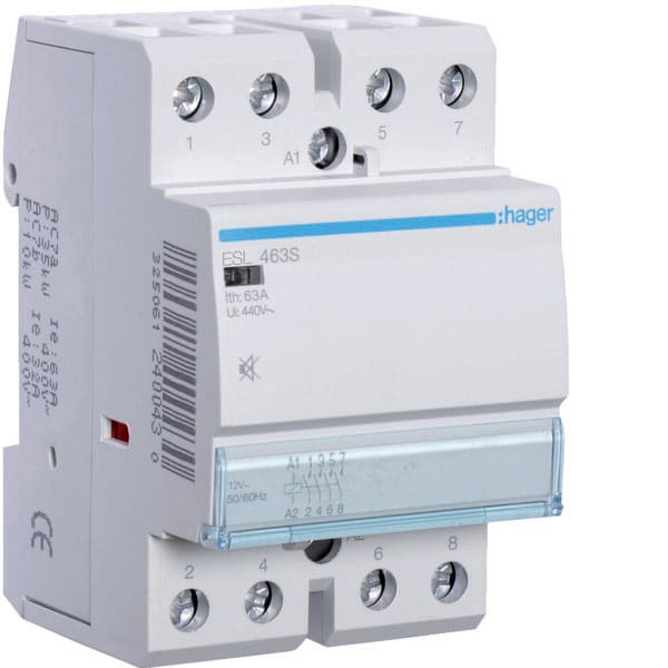 HAGER - HAGESL463S CONTATTORE SIL 4NA 12VAC/12VDC 63A 3M