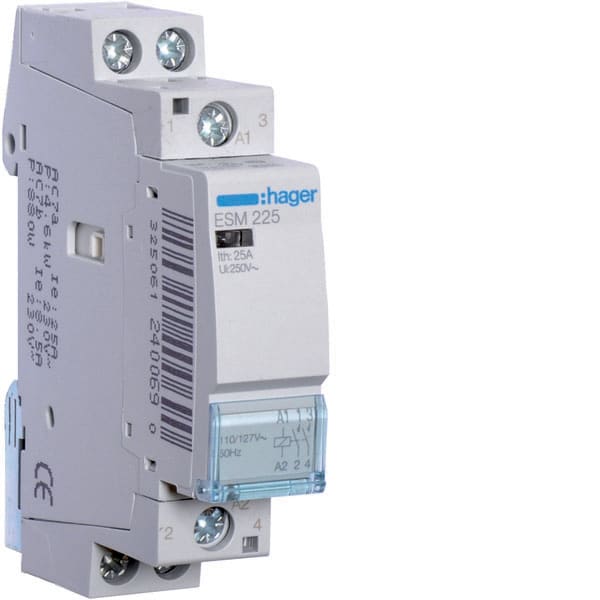 HAGER - HAGESM225 CONTATTORE STD+ 2NA 110/127VAC 25A 1M
