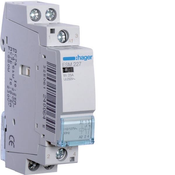 HAGER - HAGESM227 CONTATTORE STD+ 1NA+1NC 110/127VAC 25A 1