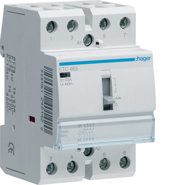 HAGER - HAGETC463 CONTATT GIORNO/NOTTE STD 4NA 230VAC 63A
