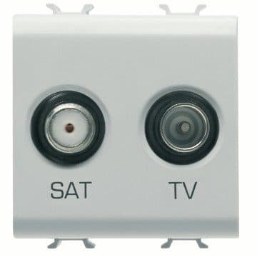 GEWISS - GEWGW10383AB PRESA TV-SAT - DIRETTA - 2 MODULI - BIANCO LUCIDO - ANTIBATTERICO - CHORUSMART