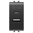 GEWISS - GEWGW12449 ALIMENTATORE USB A+C 5V 3A 1M NERO