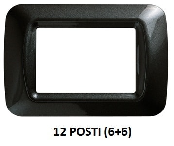 GEWISS - GEWGW22618 PLACCA TOP SYSTEM - IN TECNOPOLIMERO FINITURA LUCIDA - 12 POSTI (6+6 SOVRAPPOSTI) - ARDESIA METALLIZZATO - SYSTEM