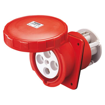 GEWISS - GEWGW68786 PRESA FISSA DA INCASSO A 10° - IP67 - 3P+N+T 125A 380-415V 50/60HZ - ROSSO - 6H - CON CONTATTO PULITO