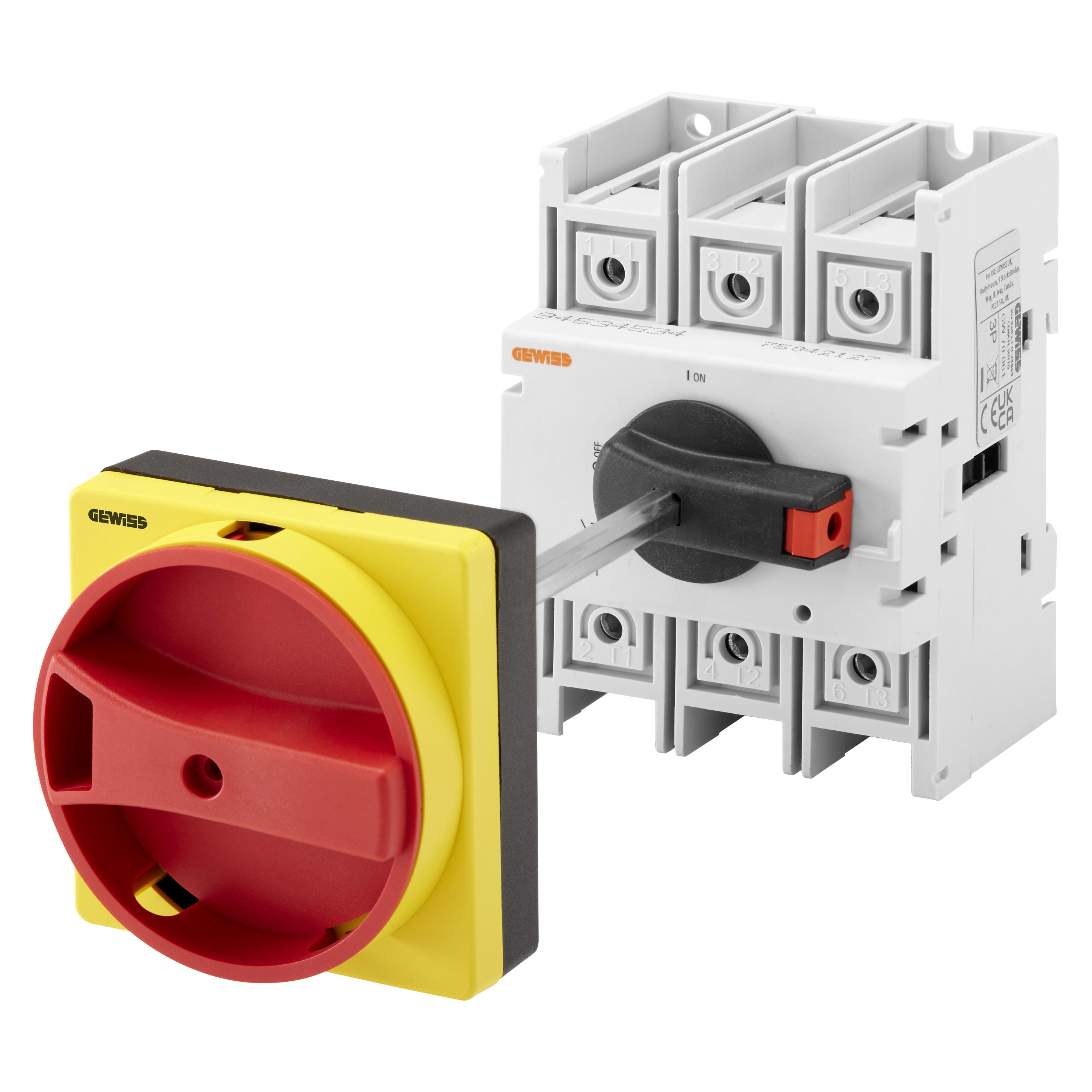GEWISS - GEWGW70061 INTERRUTTORE SEZIONATORE ROTATIVO - DA QUADRO - MANOPOLA ROSSA - 3P 4M EN50022 100A