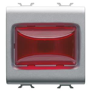 GEWISS - GEWGW14633 SPIA SPORGENTE - 12V ac/dc / 230V ac 50/60 Hz - ROSSO - 2 MODULI - TITANIO - CHORUSMART