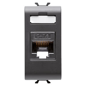 GEWISS - GEWGW12423 PRESA RJ45 - CATEGORIA 6 - UTP - 1 MODULO - CHORUSMART - NERO SATINATO