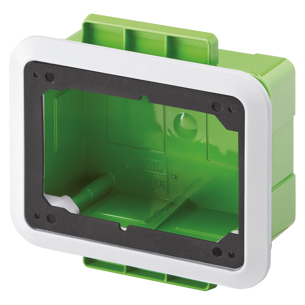 GEWISS - GEWGW66681PM CASSETTA CON CORNICE PER INCASSO DI PRESE FISSE ORIZZONTALI - PER PARETI MOBILI E CARTONGESSO - 16/32A SBF - IP44