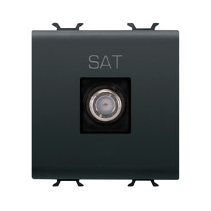 GEWISS - GEWGW12377 PRESA COASSIALE TV SCHERMATURA CLASSE A - CONNETTORE F FEMMINA - DIRETTA - 2 MODULI - NERO SATINATO - CHORUSMART