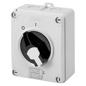 GEWISS - GEWGW70413P INTERRUTTORE SEZIONATORE ROTATIVO - HP - COMANDO - CASSETTA IN MATERIALE ISOLANTE - 40A 2P - MANOPOLA NERA LUCCHETTABILE - IP66/67/69