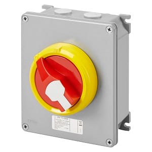 GEWISS - GEWGW70432M INTERRUTTORE SEZIONATORE ROTATIVO - HP - DA PARETE- EMERGENZA - CASSETTA IN METALLO - 16A 3P - MANOPOLA ROSSA LUCCHETTABILE - IP66