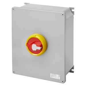 GEWISS - GEWGW70493M INTERRUTTORE SEZIONATORE ROTATIVO - HP - DA PARETE - EMERGENZA - CASSETTA IN METALLO - 125A 3P - MANOPOLA ROSSA LUCCHETTABILE - IP66