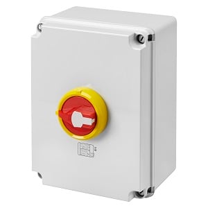 GEWISS - GEWGW70491NP INTERRUTTORE SEZIONATORE ROTATIVO - HP - EMERGENZA - CASSETTA IN MATERIALE ISOLANTE - 100A 3P+N - MANOPOLA ROSSA LUCCHETTABILE - IP66/67/69