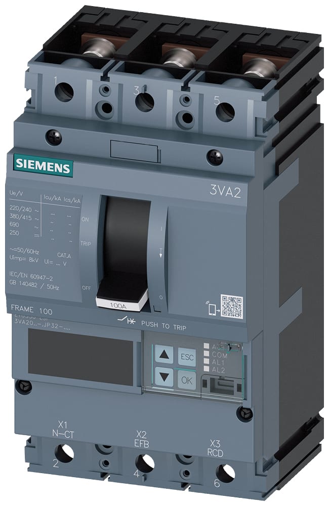 SIEMENS - SIE3VA20105JP320AA0 INT.AUT.3VA 100A 3P 55KA ETU5 LSI L/T