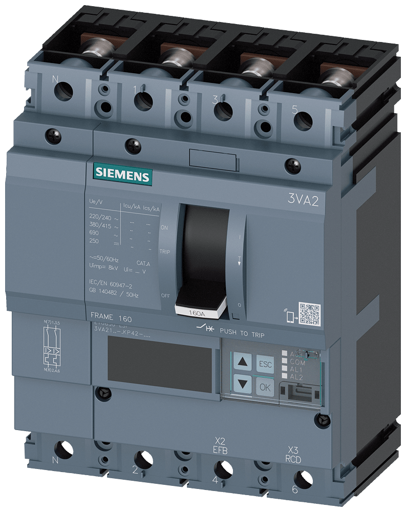SIEMENS - SIE3VA21166KP420AA0 INT.AUT.3VA 160A 4P 85KA ETU8 LSI L/T