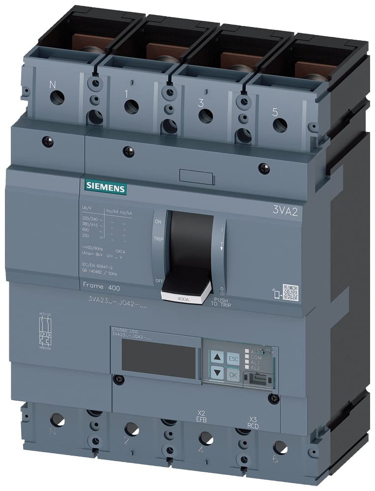 SIEMENS - SIE3VA23406JQ420AA0 INT.AUT.3VA 400A 4P 85KA ETU5 LSIG L/T