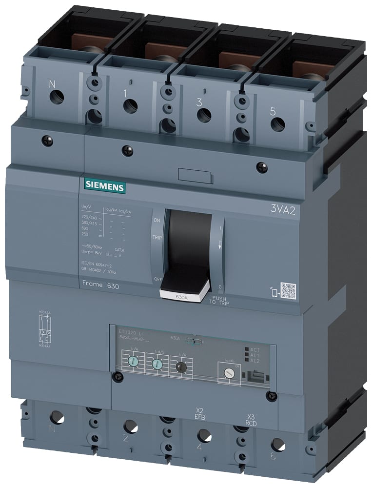 SIEMENS - SIE3VA24636HL420AA0 INT.AUT.3VA 630A 4P 85KA ETU3 LI L/T