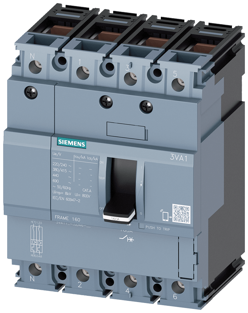 SIEMENS - SIE3VA11165FD460AA0 INT.AUT.3VA 160A 4P N50 55KA TM FTFM B/T