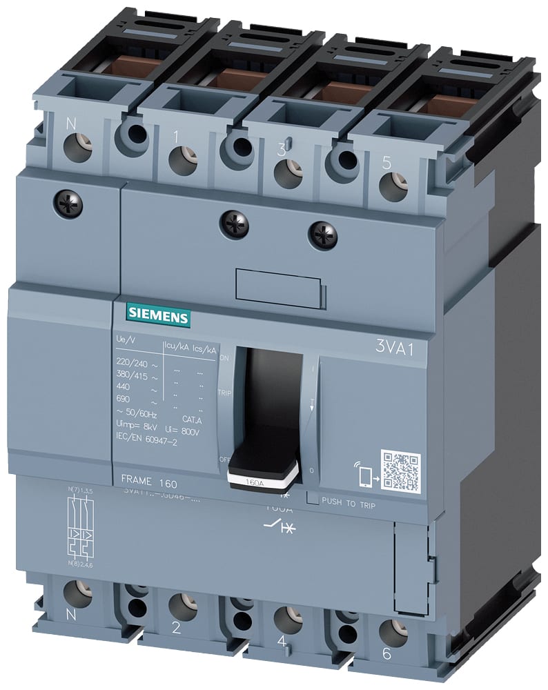 SIEMENS - SIE3VA11103GD460AA0 IN.AUT.3VA 100A 4P N100 25KA TM FTFM B/T