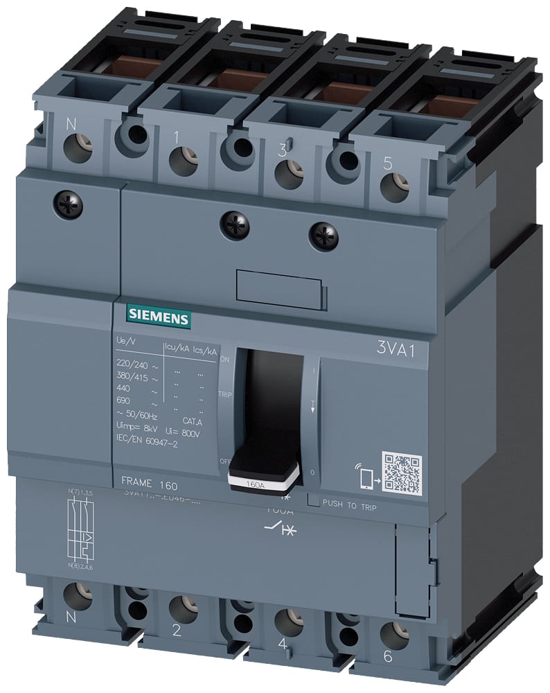 SIEMENS - SIE3VA11103ED460AA0 INT.AUT.3VA 100A 4P 25KA TM FTFM B/T