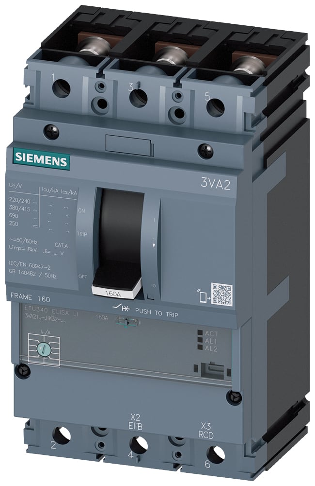 SIEMENS - SIE3VA21638HK320AA0 INT.AUT.3VA 63A 3P 150KA ETU3 ELISA L/T