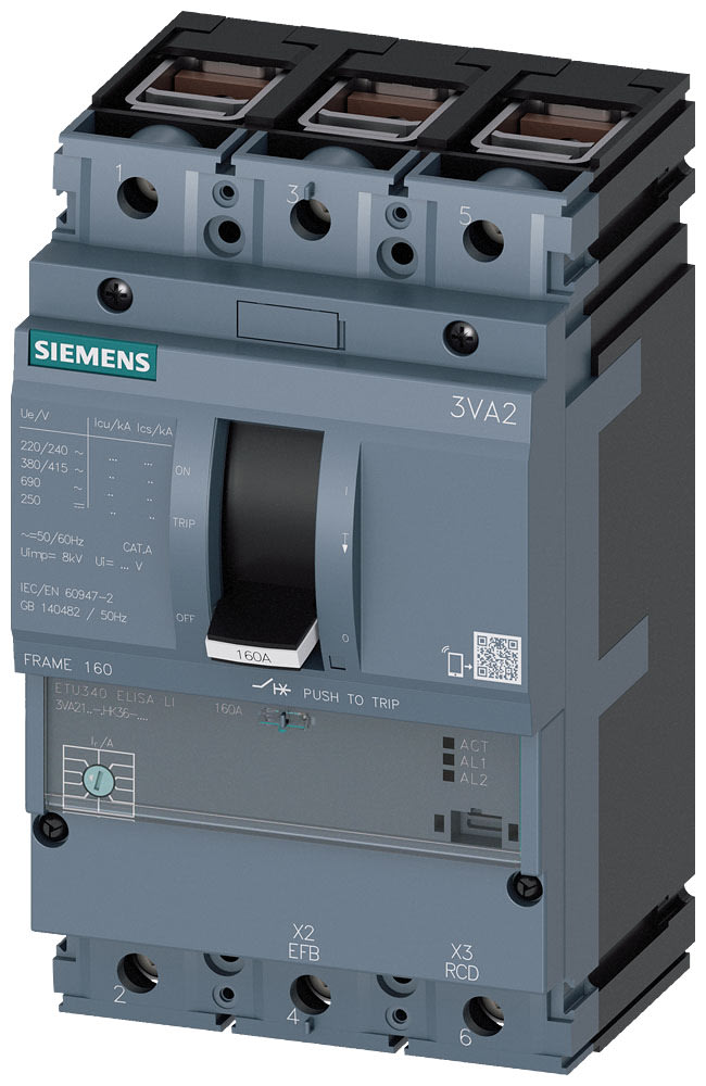 SIEMENS - SIE3VA21105HK360AA0 INT.AUT.3VA 100A 3P 55KA ETU3 ELISA B/T