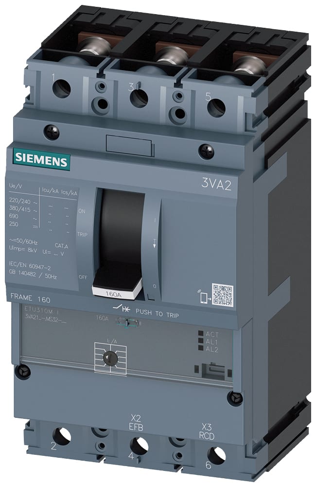 SIEMENS - SIE3VA21100MS320AA0 INT.AUT.3VA 100A 3P 200KA ETU3 AM L/T