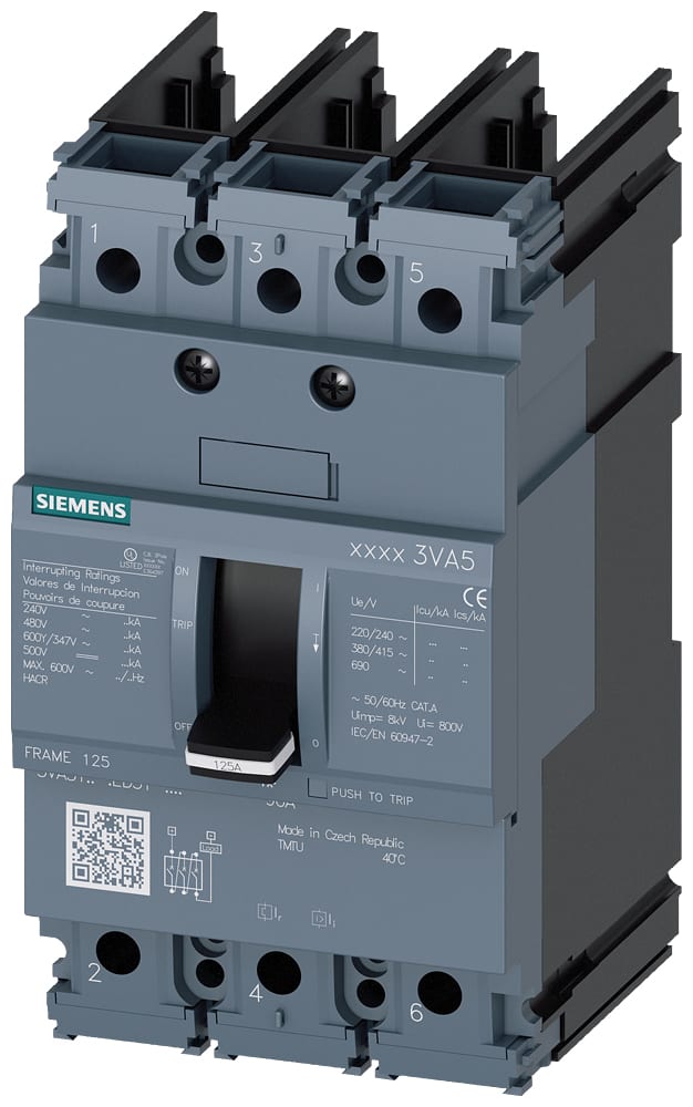 SIEMENS - SIE3VA51955ED310AA0 MCCB UL BG125 15A 3P 35KA TM FTFM