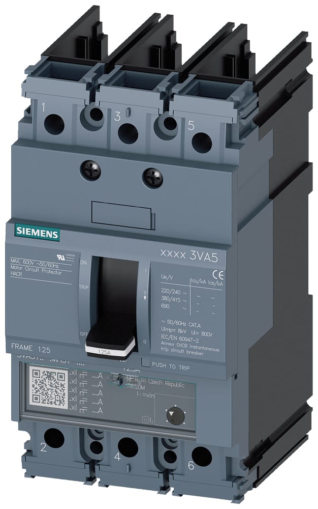 SIEMENS - SIE3VA51501MH310AA0 MCCB UL BG125 50A 3P TM AM