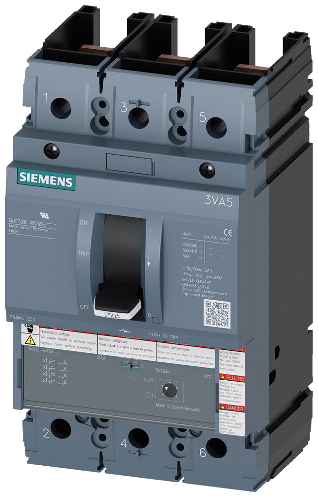 SIEMENS - SIE3VA52250MU310AA0 MCCB UL FS250 200A 3P TM AM