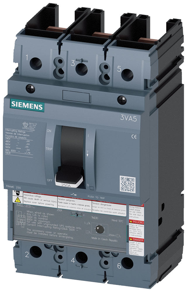 SIEMENS - SIE3VA52155EC311AA0 MCCB UL FS250 150A 3P 35KA TM FTAM