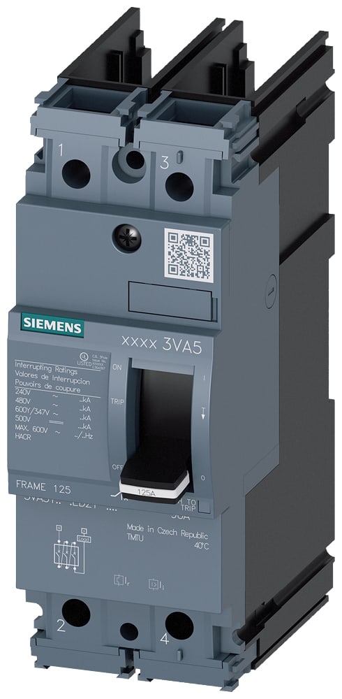 SIEMENS - SIE3VA51956ED210AA0 MCCB UL FS125 15A 2P 65KA TM FTFM