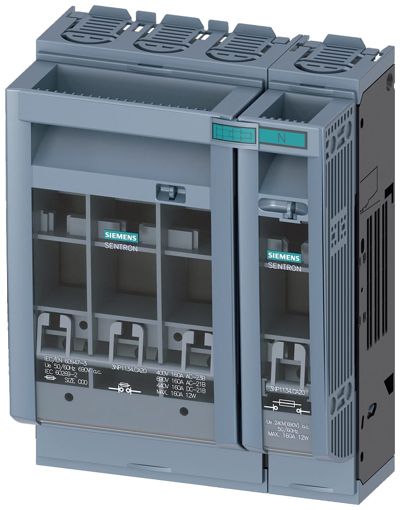 SIEMENS - SIE3NP11341CA20 SEZ.FUS.NH00 4P 160A PIASTR.45MM AL.MOR