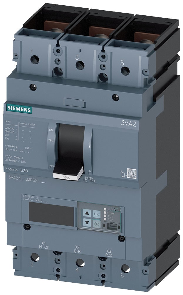 SIEMENS - SIE3VA24507MP320AA0 INT.AUT.3VA 500A 3P 110KA ETU5M LSI L/T
