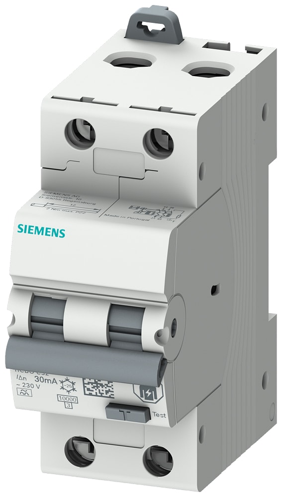 SIEMENS - SIE5SU13246FP13 Interruttore magnetotermico differenziale, 10 kA, a 2 poli, tipo A, 30 mA, car. B, In: 13 A Un: 230 V