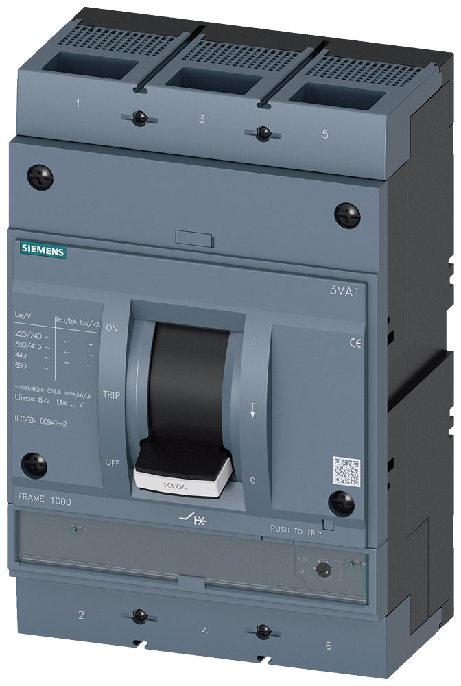 SIEMENS - SIE3VA15635MH320AA0 INT.AUT.3VA 630A 3P 55KA ETU3 LSI L/T