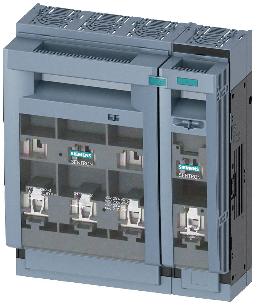 SIEMENS - SIE3NP11441DA20 SENTRON, Sezionatore sottocarico a fusibili 3NP1, a 4 poli, NH1, 250 A