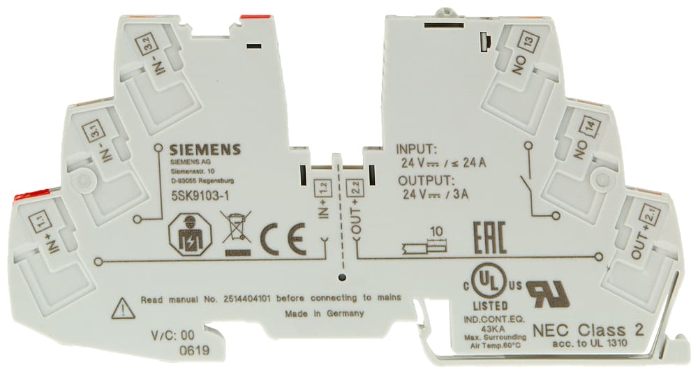 SIEMENS - SIE5SK91041 MORSETTO INT CBE 1P+CA 4A