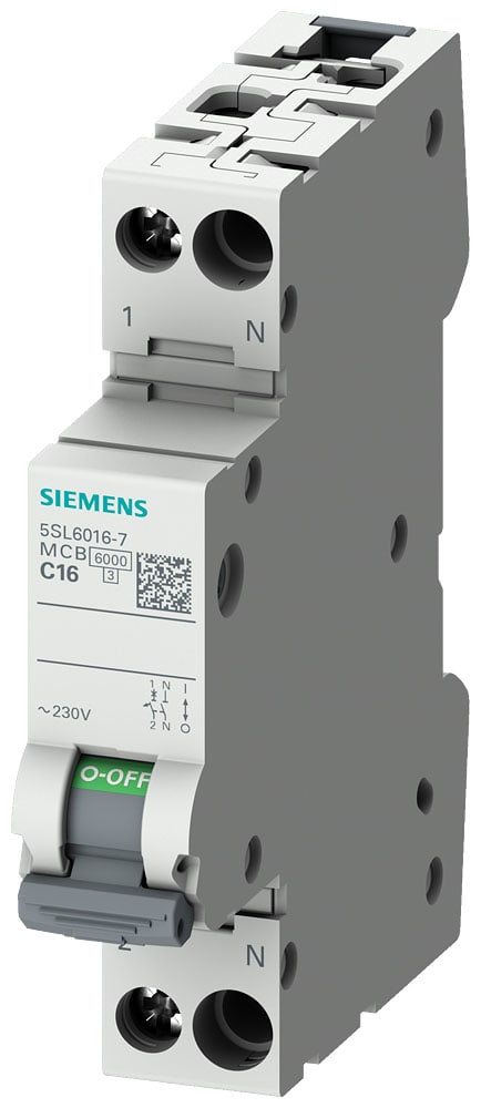 SIEMENS - SIE5SL60107 Interruttore magnetotermico 230 V 6 kA, a 1+N poli /1 UM C10