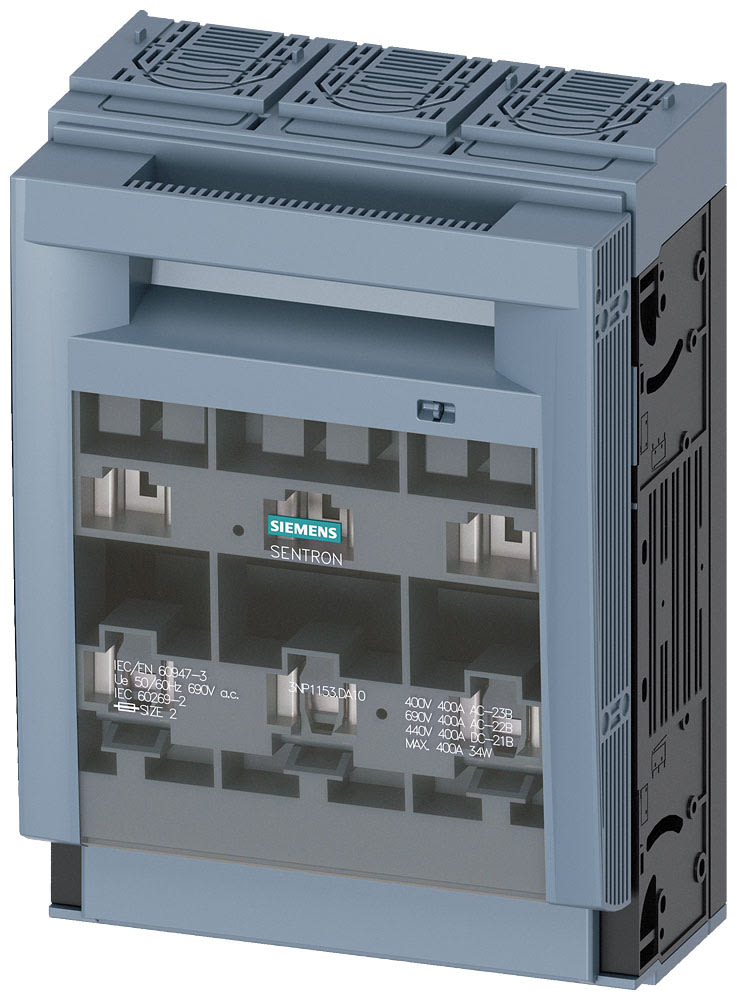 SIEMENS - SIE3NP11531DA10 SENTRON, Sezionatore sottocarico a fusibili 3NP1, a 3 poli, NH2, 400 A