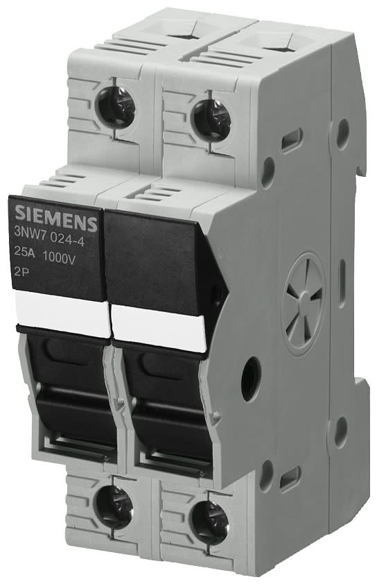 SIEMENS - SIE3NW70234 SENTRON, portafusibili per cartucce cilindriche, 10 x 38 mm, a 2 poli, In: 30 A, Ue DC: 1000 V